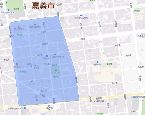 ▲嘉義市東區8月19日停水範圍。（圖／自來水公司water.gov.tw）