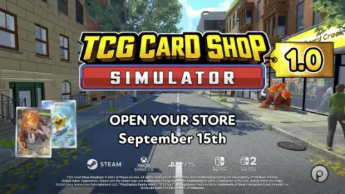 ▲《TCG卡牌店模擬器》1.0正式版預定9月15日推出，並將登上Steam、PS5、Xbox Series X|S及Nintendo Switch等平台。（圖／翻攝自OPNeon Games）