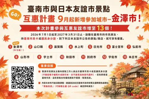 ▲ 金澤市將於9月3日起參與互惠計畫。（圖／南市府提供）