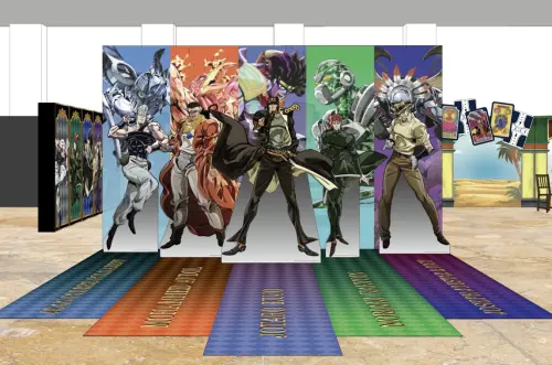 ▲《JOJO的奇妙冒險 星塵遠征軍》快閃店打造大型「主角立牌區」，成為現場必拍打卡點。（圖／JOJO快閃店提供）
