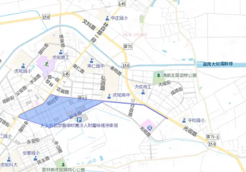 ▲雲林縣虎尾鎮8月20日停水範圍。（圖／自來水公司water.gov.tw）