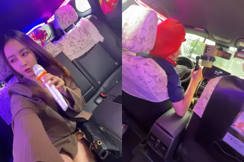 ▲周曉涵（左圖）在計程車上和司機對唱〈製造浪漫〉，還被對方稱讚沒當明星很可惜。（圖／周曉涵Threads）