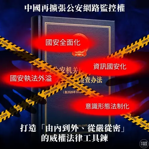 中國再擴張公安網路監控權　民進黨揭4波擴權：赴中務必審慎評估
