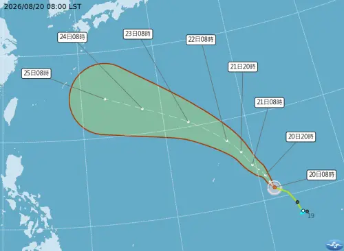 ▲沙德爾颱風路徑往西北，下周後半段不排除會對台灣天氣帶來影響。（圖／中央氣象署cwa.gov.tw）