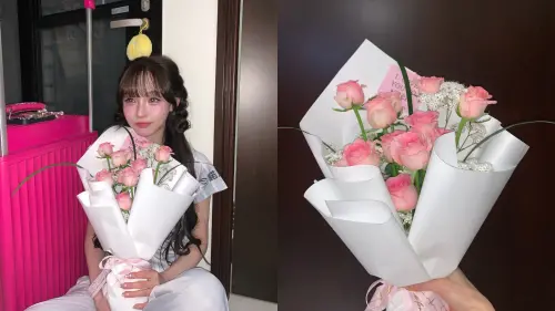 ▲林襄（如圖）公開馬傑森送的情人節花束，臉上洋溢幸福又害羞的神情。（圖／林襄Threads）