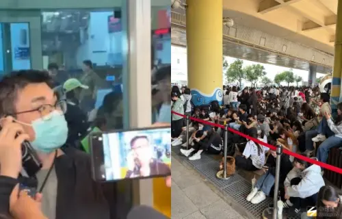 ▲趙建銘昨日抵達高雄小港機場的接機潮（如左圖），堪比去年的《AAA頒獎典禮》韓星來台的盛況（如右圖）。（圖／讀者提供、記者陳雅蘭攝）