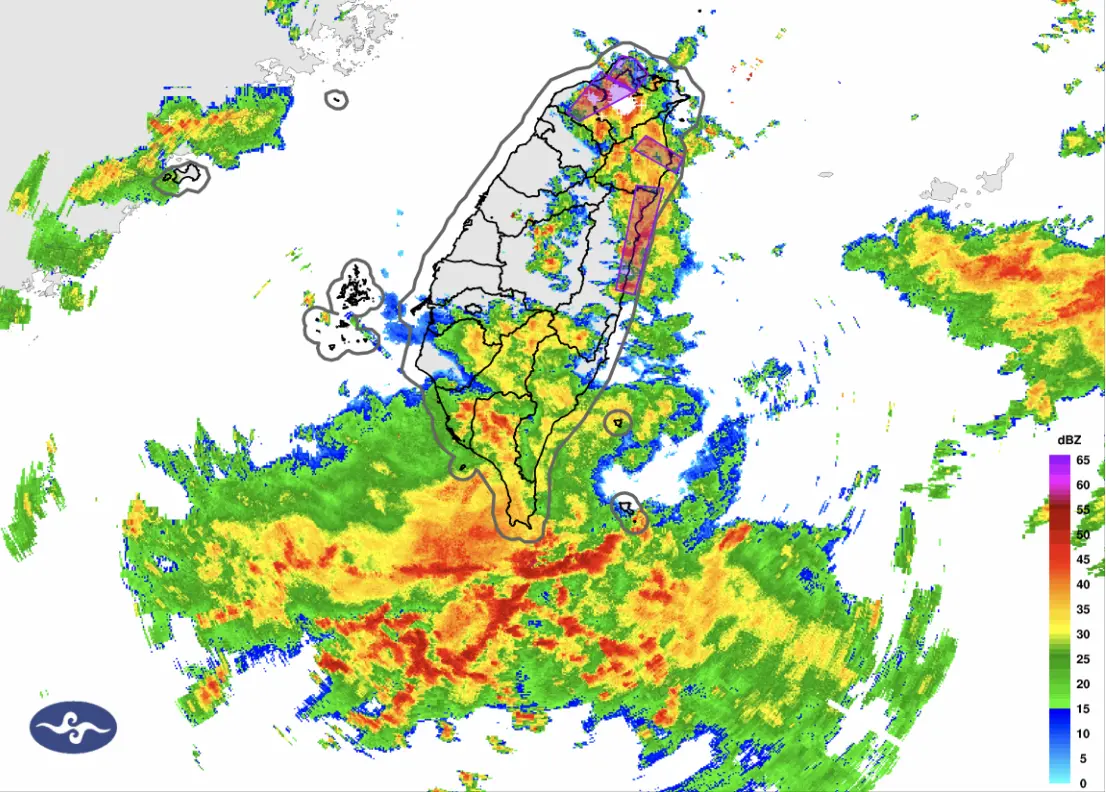 ▲受到低壓帶、西南風、午後熱對流影響，中央氣象署發布「大雷雨即時訊息」。（圖／中央氣象署cwa.gov.tw）