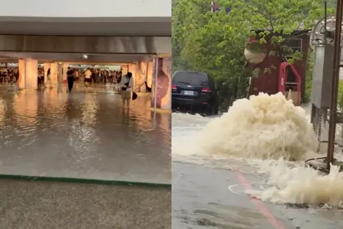 北部午後暴雨！台北爆災情「花博淹水一整片」　新店驚見水溝噴泉