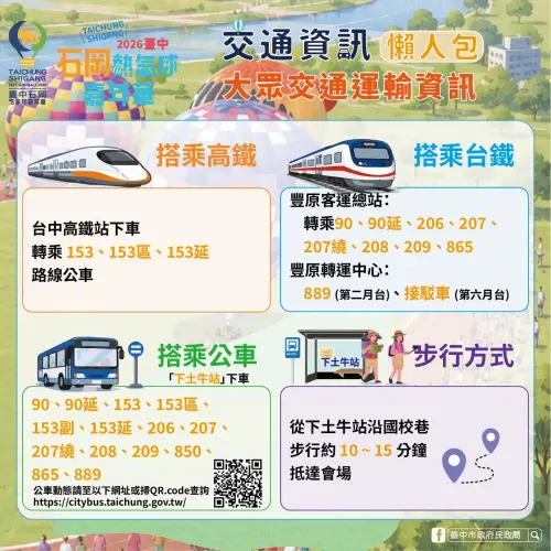 ▲「2026臺中石岡熱氣球嘉年華」交通指南（圖／取自石岡區公所臉書）