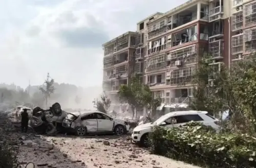 ▲中國山東臨沂市一處住宅區昨（21）日下午發生大爆炸，官方通報已知至少造成1人死亡、2人失聯，另有多人受傷。（圖／翻攝自微博）