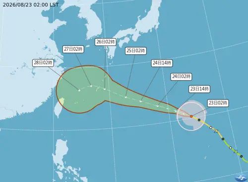 ▲吳德榮表示，「沙德爾」目前在關島在北方海面，持續向西北西前進，周三（26日）在琉球附近漸轉偏西進行。（圖／中央氣象署cwa.gov.tw）