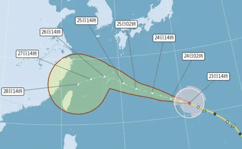 ▲沙德爾颱風路徑先往西北，通過琉球後會往南墜下，並在下半周靠近台灣。（圖／中央氣象署cwa.gov.tw）