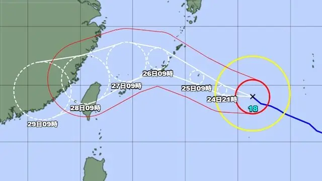 ▲強颱沙德爾恐「直擊」沖繩！（圖／截自日本氣象廳）