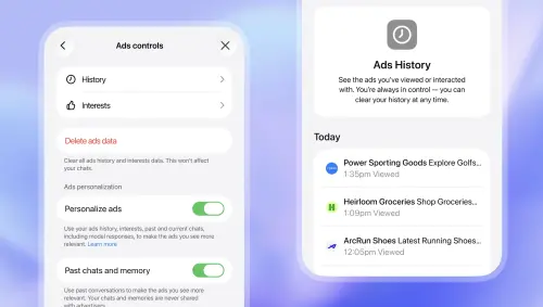 ▲ChatGPT廣告功能加入「Ads controls」控制頁面，用戶可查看廣告瀏覽紀錄、興趣設定，也能刪除廣告資料，並自行決定是否開啟個人化廣告。（圖／OpenAI）