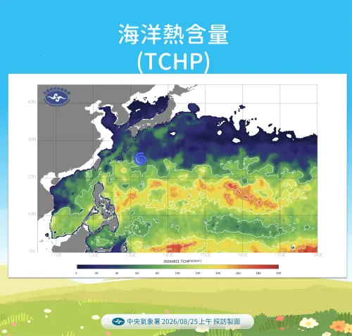 ▲沙德爾行經熱含量較低的海水，因此強度會逐漸減弱。（圖／中央氣象署cwa.gov.tw）