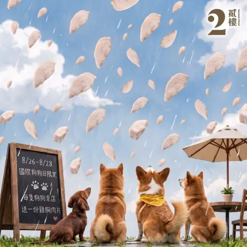 ▲貳樓宣布即日起至8月28日，每隻狗狗來店，除了原本的嫩蛋之外，再送一份雞胸肉片。（圖／貳樓Second Floor臉書）