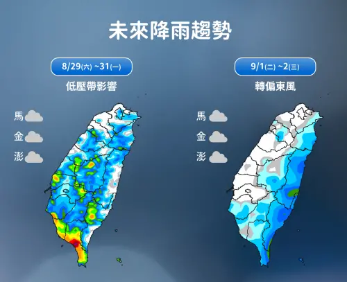 ▲周六至下周一沙德爾颱風遠離，台灣進入大低壓帶主導的環境，因此天氣還是非常不穩定。（圖／中央氣象署cwa.gov.tw）
