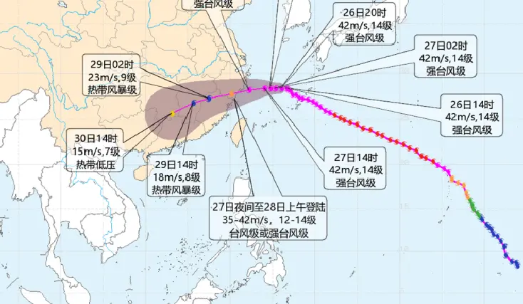 ▲沙德爾颱風又將登陸中國浙江和福建一帶，當地自七月以來已連續被三個颱風侵襲。（圖／中國氣象台）