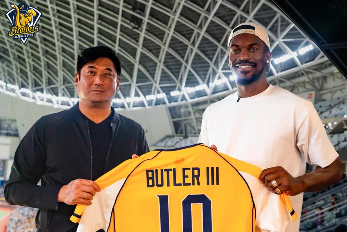 ▲NBA金州勇士隊球星「士官長」巴特勒（Jimmy Butler）+26日更驚喜「快閃」台灣，現身臺北大巨蛋。（圖／中信兄弟提供）