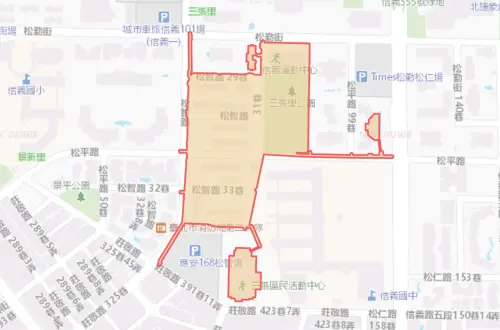 ▲台北市信義區8月29日降壓範圍。（圖／自來水公司water.gov.tw）