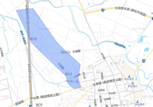 ▲台南市新化區8月31日停水範圍。（圖／自來水公司water.gov.tw）