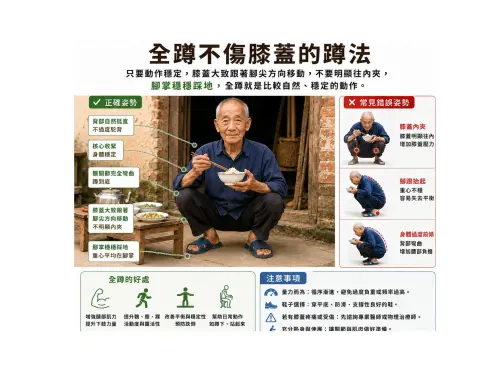 ▲張家銘醫師也提醒，全蹲不用跟別人比深度。有人可以一下蹲到底，有人先從椅子坐下再站起來練起，都很好。（圖／翻攝基因醫師張家銘臉書）