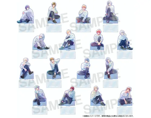▲《IDOLiSH7-偶像星願-》極光系列日版壓克力立牌，以柔和色調呈現16名偶像。（圖／曼迪提供）