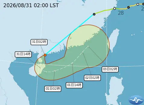 ▲沙德爾颱風殘留水氣進入南海後，重新銜接大低壓帶的水氣，今明兩天才有機會重回颱風姿態。（圖／中央氣象署cwa.gov.tw）