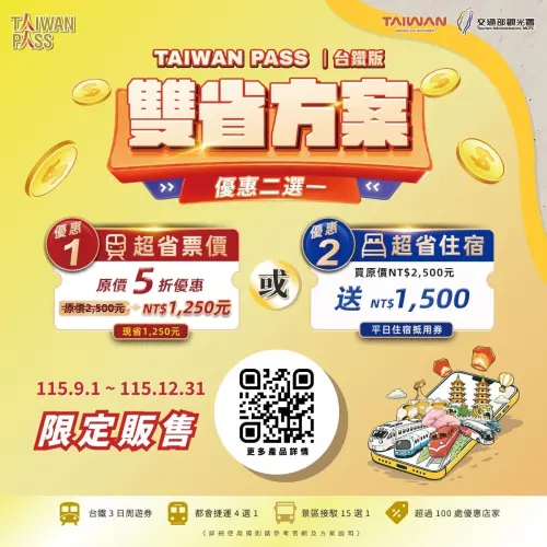 ▲交通部觀光署推出「觀光雙輪驅動方案—平日國旅優惠」，其中「Taiwan PASS雙省方案」限量優惠自9月1日上午10時起於指定通路發售。（圖／觀光署提供）