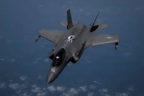 A US fighter jet flies over regional waters in the Middle East. (X, US Central Command)