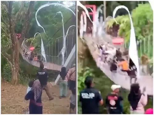 影／縣長剛剪綵完就出事！試走時印尼吊橋突斷裂　50人險墜深谷