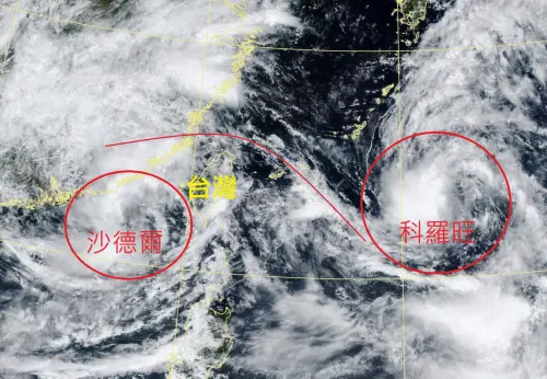 沙德爾颱風環流變清晰！鄭明典曝「雙颱相互影響」：有對角線雲帶