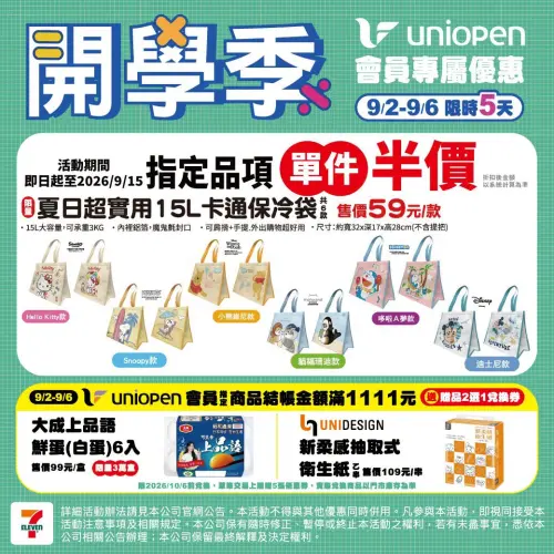 ▲▼15公升卡通保冷袋29元，另有10公升保冷提袋49元。（圖／業者提供）