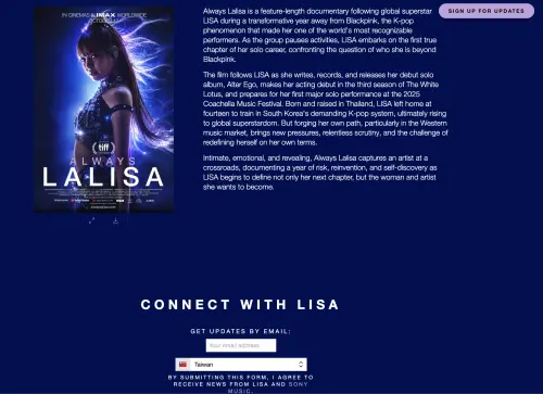 ▲Lisa官網出現台灣跟中華民國國旗，中國粉絲氣炸。（圖／alwayslalisa.com）