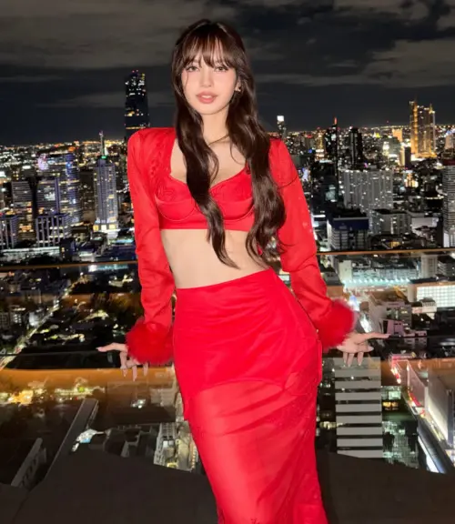 ▲Lisa當天身穿一件中空造型的紅色禮服，性感動人。（圖／翻攝自IG@lalalalisa_m）