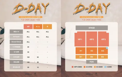 ▲B1A4 9月28日台北演唱會座位圖、福利表。（圖／網銀國際影視）