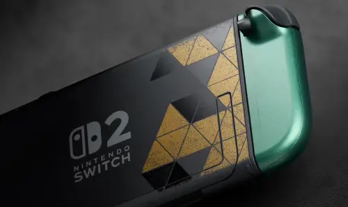 ▲Nintendo Switch 2主機背面以刷舊的「三角神力」設計。（圖／《薩爾達傳說》40週年紀念網站）