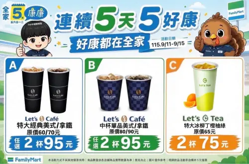 ▲全家咖啡任兩杯95元，優惠只限5天。（圖／全家提供）
