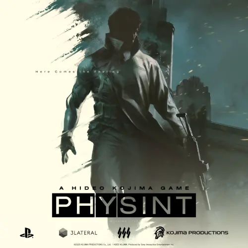 ▲2025 年 10 月舉辦的小島工作室成立 10 週年紀念活動中公開的《Physint》主視覺插畫海報，當時還是與PlayStation 合作。（圖／X@Kojima_Hideo）