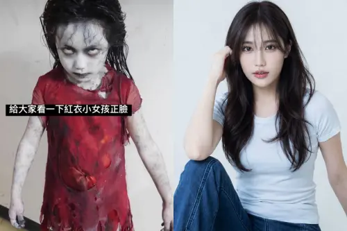 ▲陳亮彤7歲在《紅衣小女孩》的扮相和今日甜美樣貌對比。（圖／陳亮彤Threads、臉書）