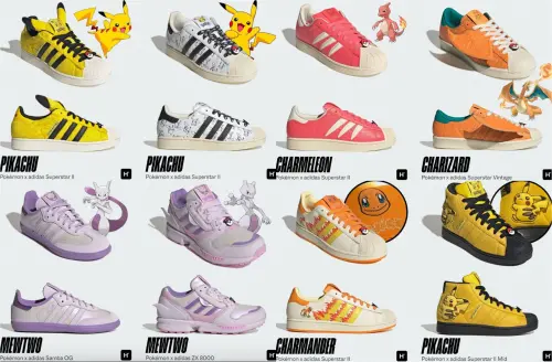 ▲寶可夢30週年和 adidas Originals 聯名，推出 皮卡丘、噴火龍、超夢、耿鬼等鞋款。（圖／adidas Japan 官網）