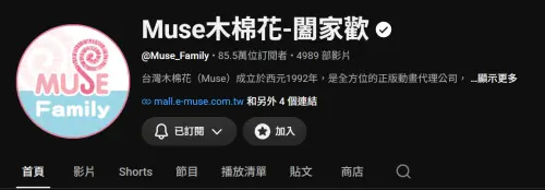 ▲木棉花這次版權相關問題影響旗下 YouTube 直播內容，包括《我們這一家》、《蠟筆小新》及《新哆啦A夢》等人氣動畫。（圖／YouTube@Muse木棉花-闔家歡）