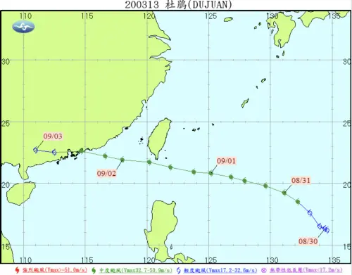 ▲2003年杜鵑颱風沒有登陸台灣，但東半部、南部、中部山區受到強風豪雨影響。（圖／中央氣象署cwa.gov.tw）