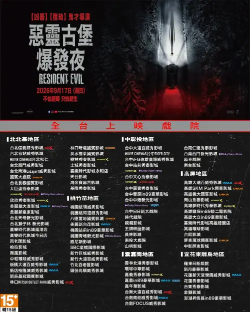 ▲《惡靈古堡：爆發夜》今日全台盛大上映，包含威秀、秀泰等各大影城時刻表均開放預售。（圖／索尼影業臉書）