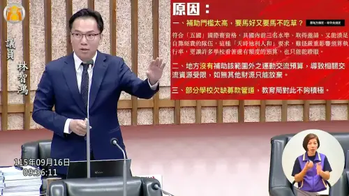 補助看得到吃不到　林智鴻籲教育局補助國際體育交流鬆綁