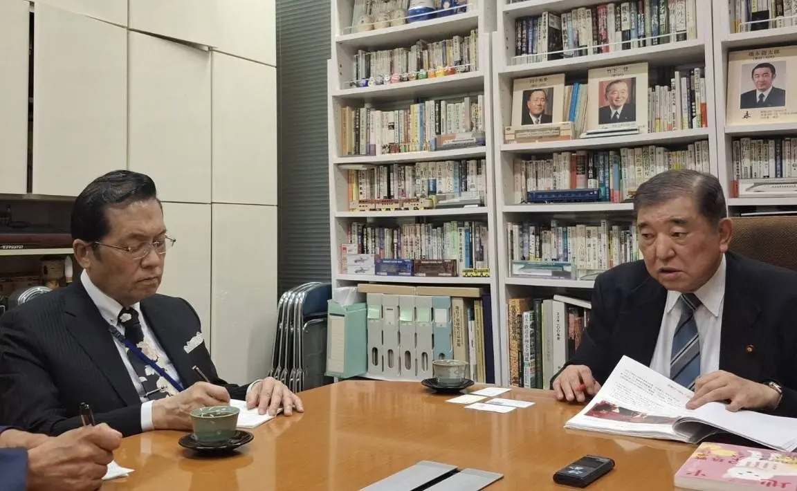 ▲國民黨副主席張榮恭和前日相石破茂會晤。（圖／國民黨提供）