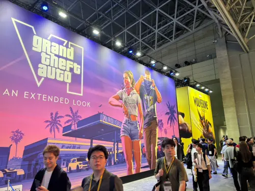▲《GTA 6》巨型宣傳牆，在2026年東京電玩展相當吸睛。（圖／記者張志浩攝）
