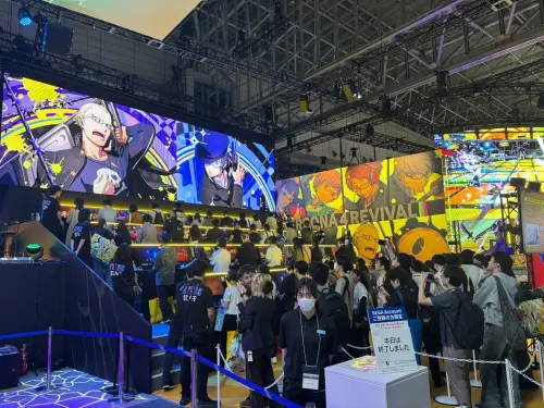 ▲SEGA／ATLUS展區設置《女神異聞錄 4 Revival》視覺牆。（圖／記者張志浩攝）