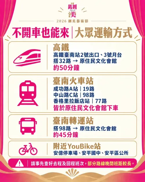 ▲鍘美藝術節交通指南（圖／取自2026台南文藝負心運動之鍘美藝術節臉書）