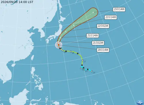▲杜鵑颱風在接近日本關東後，會往東北前進，並逐漸減弱。（圖／中央氣象署cwa.gov.tw）